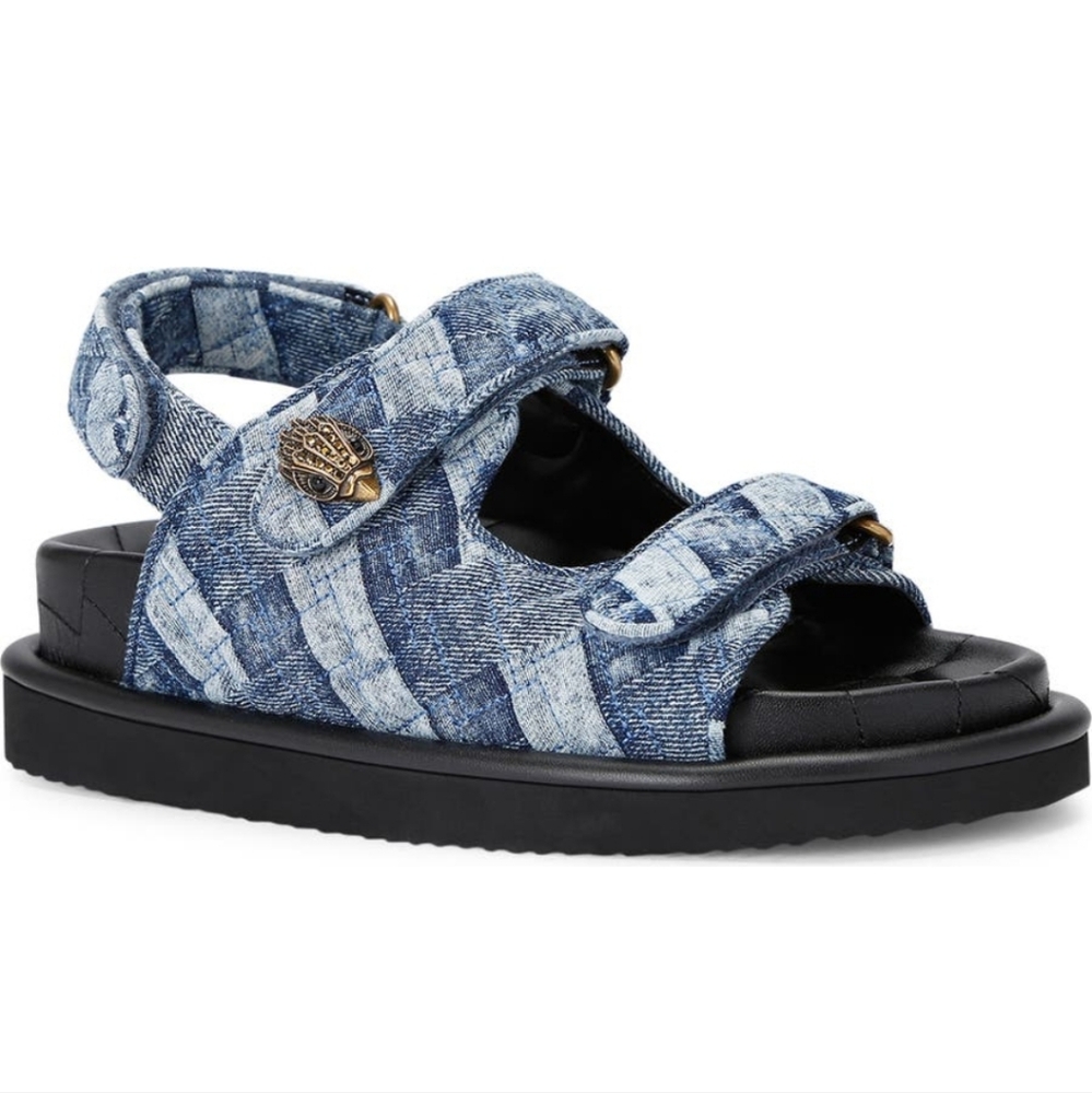 Kurt Geiger Blue Denim Sandals with Black Sole